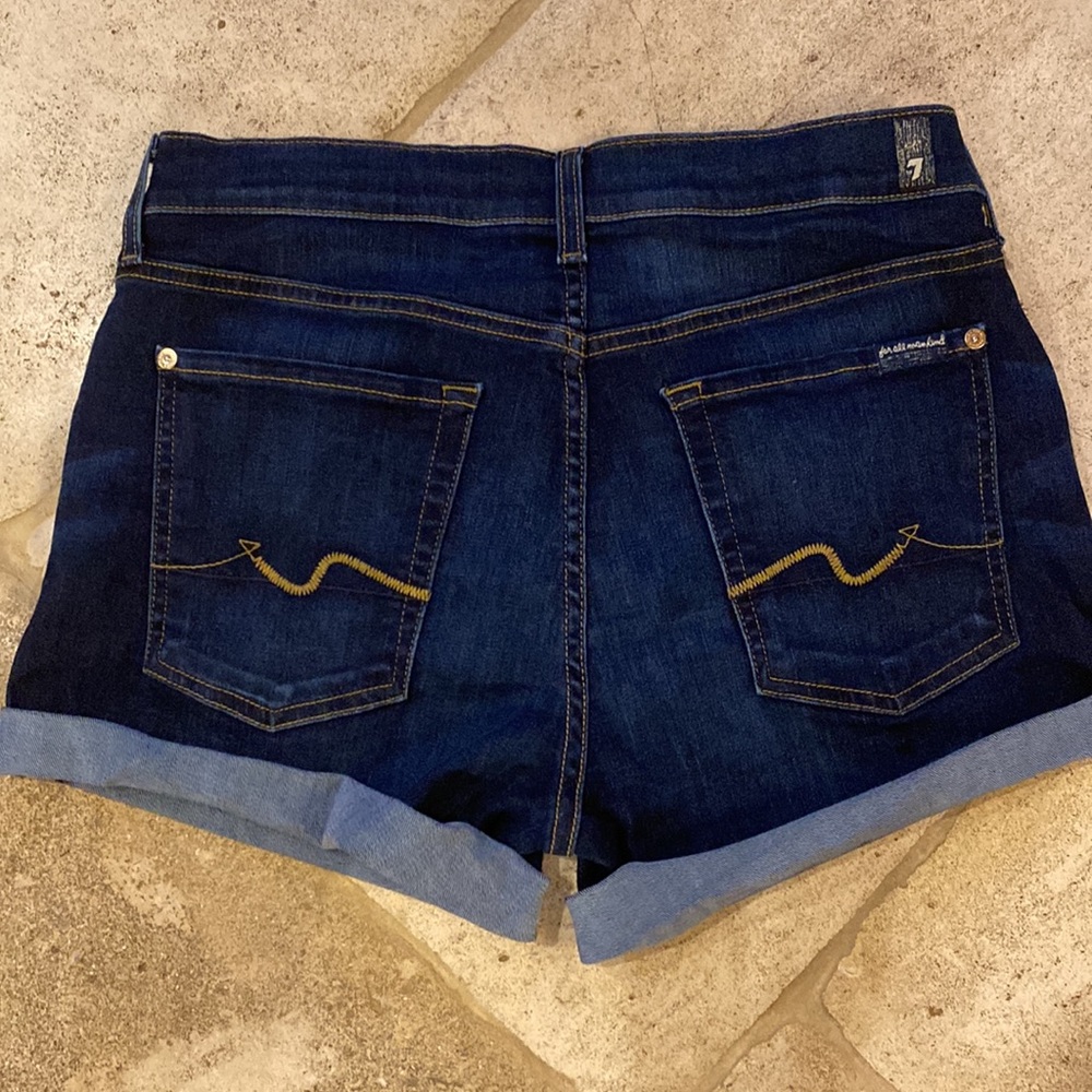 7 For All Mankind 🔥 Denim Short Sz 30 Dark Wash - Picture 3 of 6